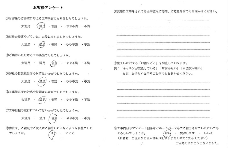 藤田良子さまアンケート