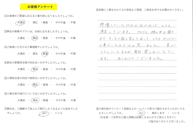 八藤丸様トイレアンケート
